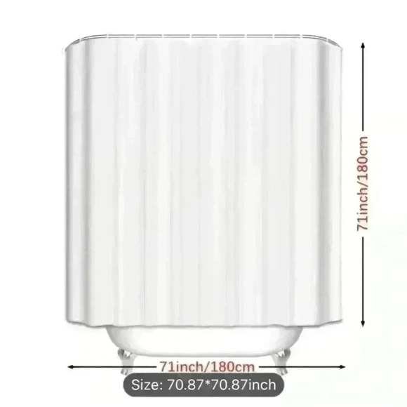 Shower curtain with hooks. - Picture 2 of 7